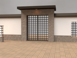 modular gates walls and fences set Model 3D