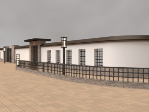 modular gates walls and fences set Model 3D