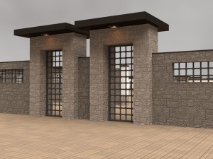 modular gates walls and fences set Model 3D