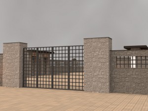 modular gates walls and fences set Model 3D