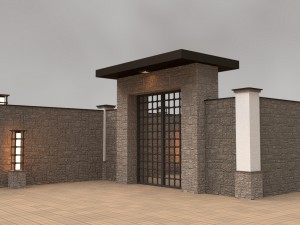 modular gates walls and fences set Model 3D