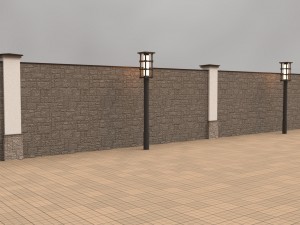 modular gates walls and fences set Model 3D