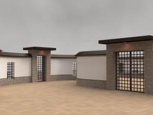 modular gates walls and fences set Model 3D