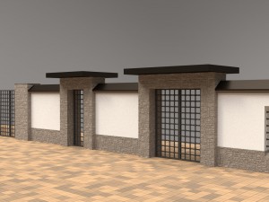 modular gates walls and fences set Model 3D