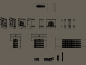 modular gates walls and fences set Model 3D