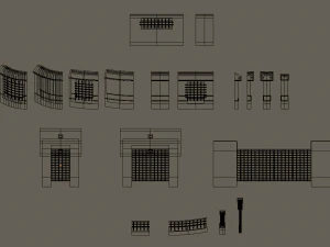 modular gates walls and fences set 3D Model
