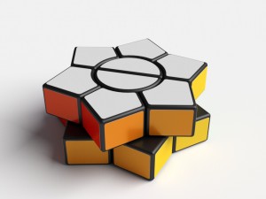 rubiks cube puzzle hexagon star Model 3D