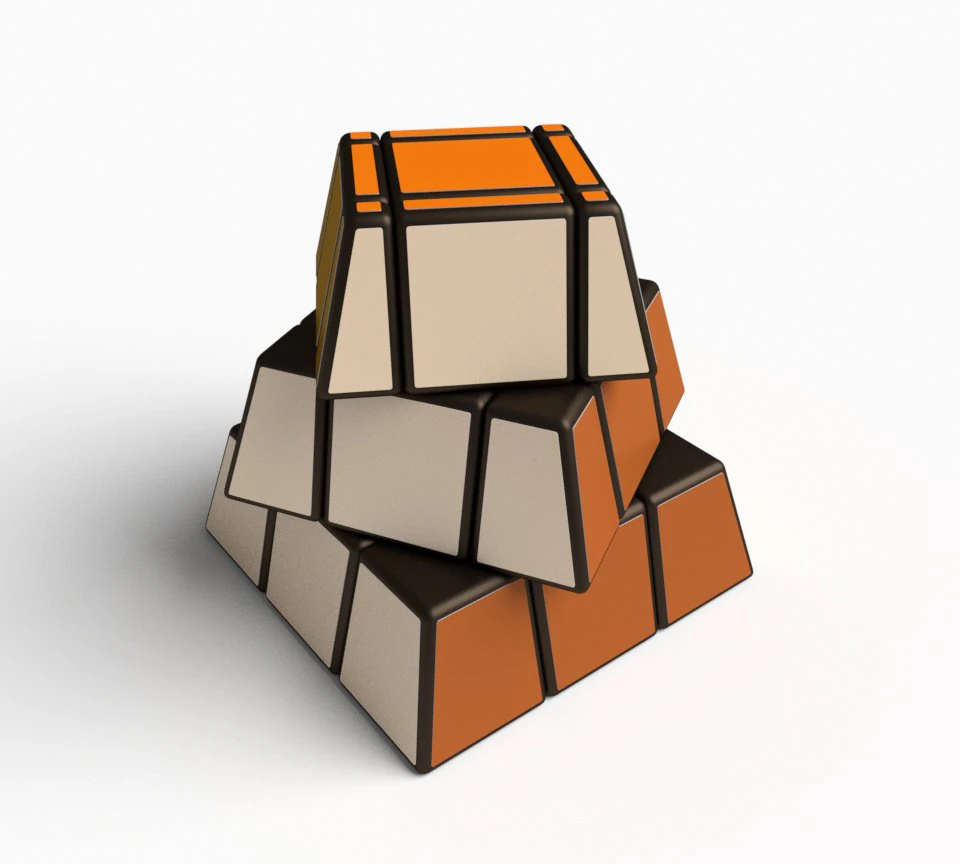 rubik style pyramid cube puzzle 3D Model .c4d .max .obj .3ds .fbx .stl .blend