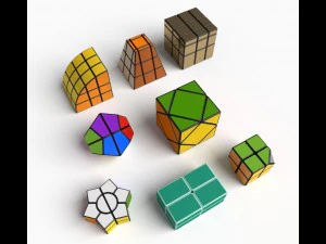 8x rare rubik cube puzzles set 3D Model