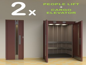 2x people lift cargo elevator Modelo 3D