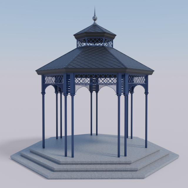 metal garden gazebo pavilion pbr 3D Model .c4d .max .obj .3ds .fbx .stl .blend 