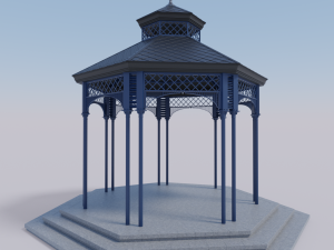 metal garden gazebo pavilion pbr 3D Model