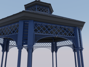 metal garden gazebo pavilion pbr 3D Model