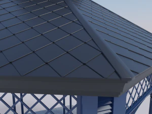 metal garden gazebo pavilion pbr 3D Model