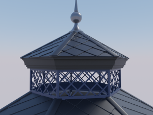 metal garden gazebo pavilion pbr 3D Model