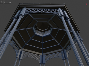 metal garden gazebo pavilion pbr 3D Model
