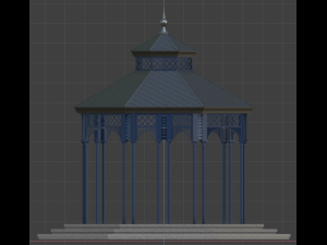 metal garden gazebo pavilion pbr 3D Model