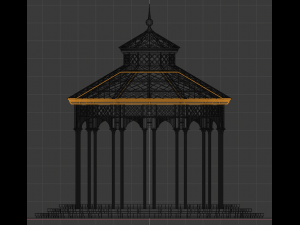 metal garden gazebo pavilion pbr 3D Model