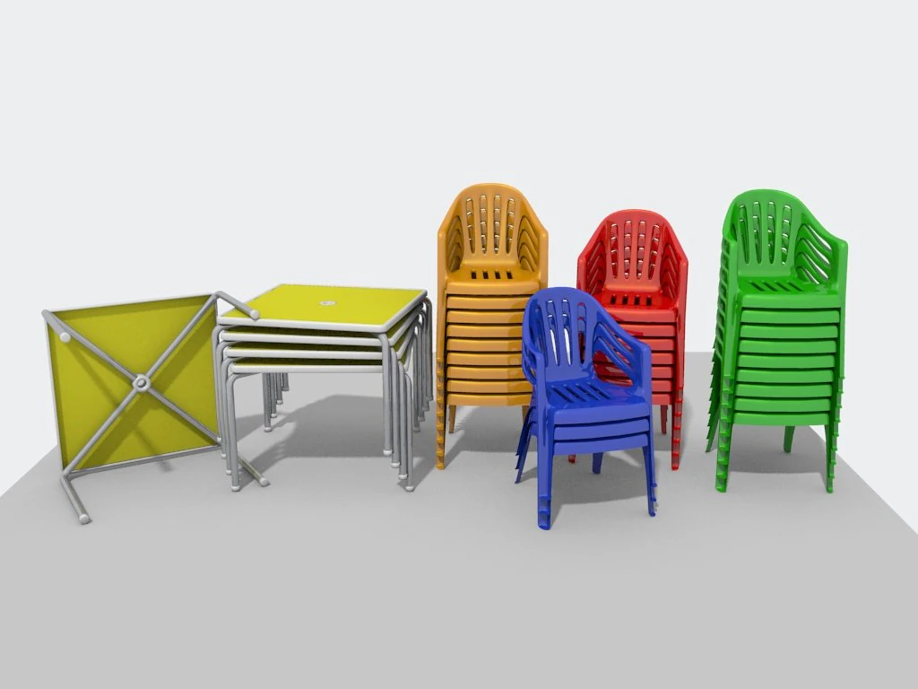 pvc garden chairs and table 3D Model .c4d .max .obj .3ds .fbx .stl .blend