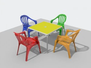 pvc garden chairs and table 3D Model