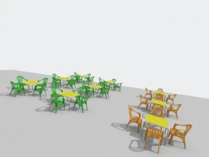 pvc garden chairs and table 3D Model