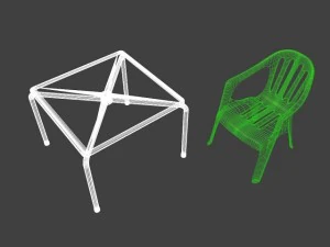 pvc garden chairs and table 3D Model