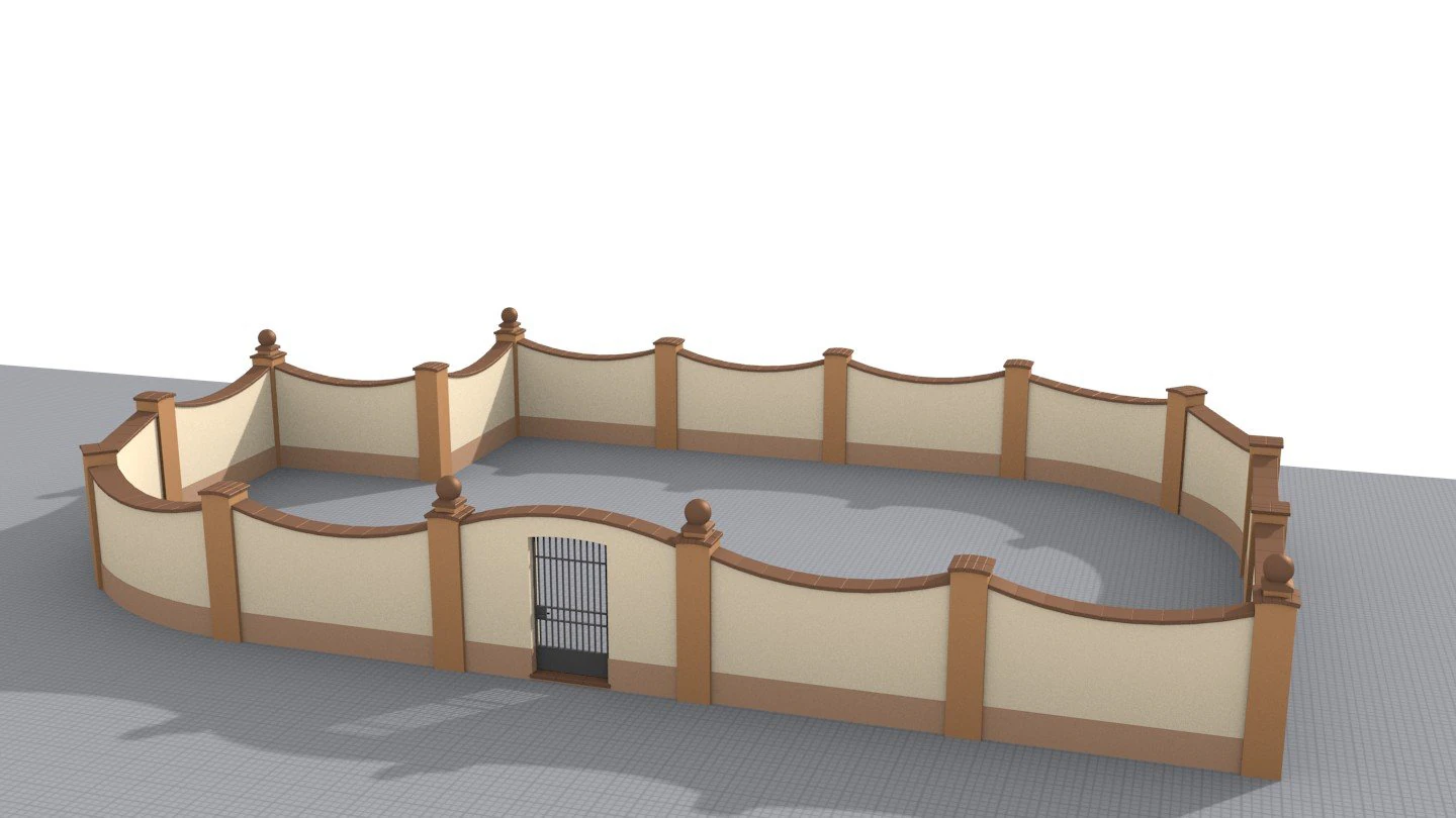 fences walls with door 3D Model .c4d .max .obj .3ds .fbx .stl .blend 