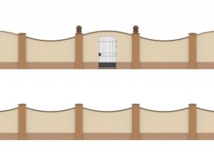 fences walls with door 3D Model