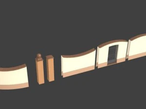 fences walls with door 3D Model