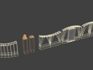 fences walls with door 3D Model