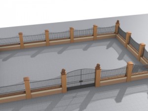 fences set module straight and curves with gates Modelo 3D