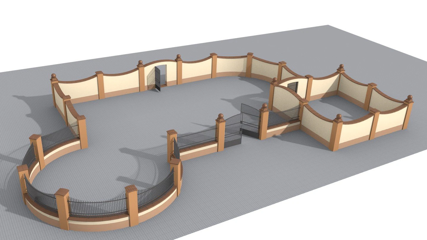 fences building set 3D Model .c4d .max .obj .3ds .fbx .stl .blend