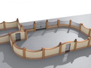 fences building set Model 3D
