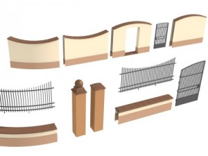 fences building set Model 3D