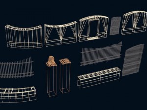 fences building set Model 3D