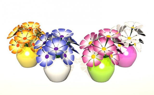 colorful flowers 3D Model .c4d .max .obj .3ds .fbx .stl .blend 