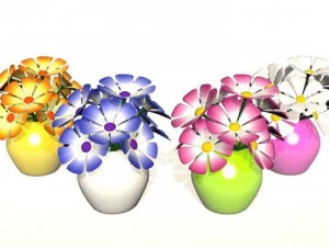 रंग-बिरंगे फूल 3D मॉडल