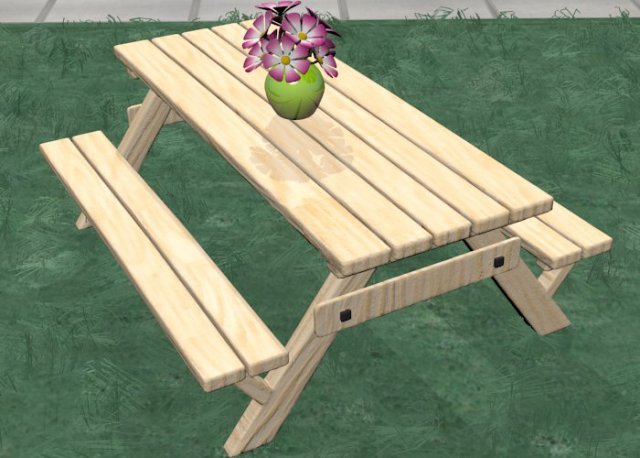 picnic table 3D Model .c4d .max .obj .3ds .fbx .stl .blend 