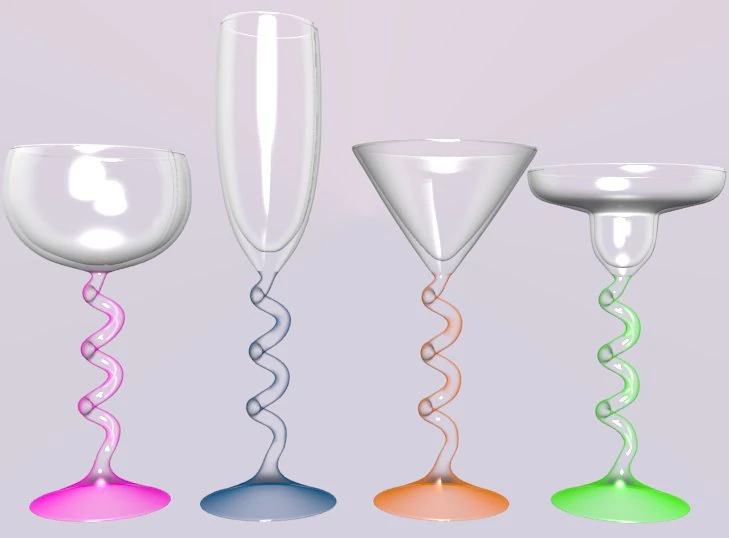 spiral bar glass set 3D Model .c4d .max .obj .3ds .fbx .stl .blend 