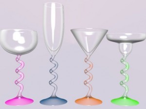 spiral bar glass set Model 3D