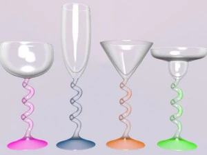 spiraalvormige glazen set 3D Model