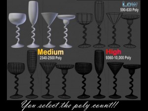 spiral bar glass set 3D 모델