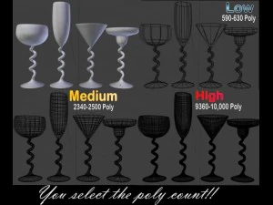 spiral bar glass set 3D Model