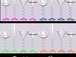 spiral bar glass set 3D 모델