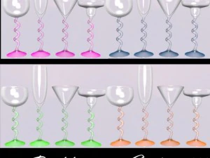 spiral bar glass set 3D Model