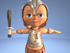 Cute cartoon baby gladiator 3D Модель