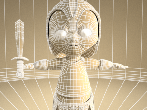 Cute cartoon baby gladiator 3D Model