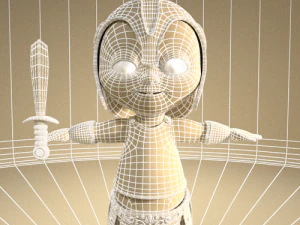 Cute cartoon baby gladiator 3D Model