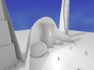 futuristic central building 3D Модель