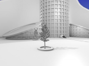 futuristic central building 3D Model